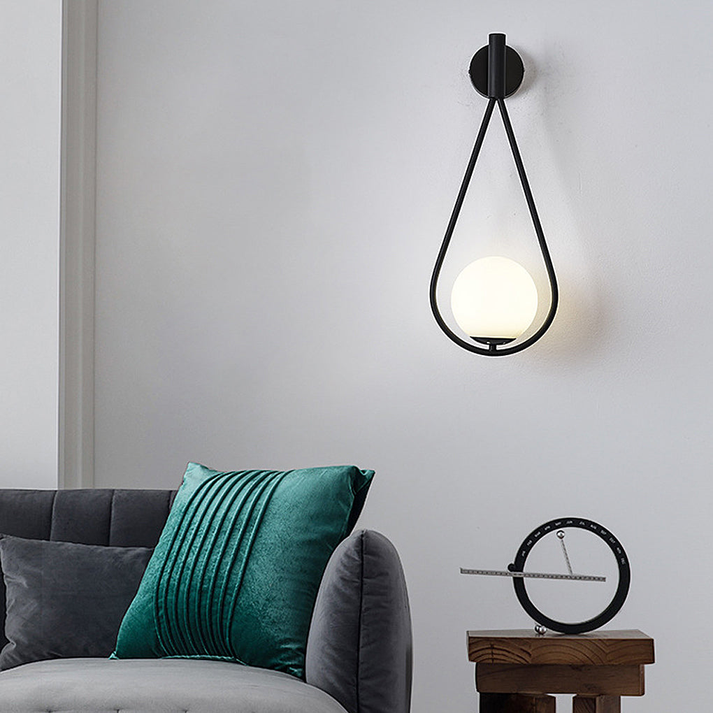 Waterdrop Wall Sconce — Iron and Glass, E27, 9" × 22", Black or Gold
