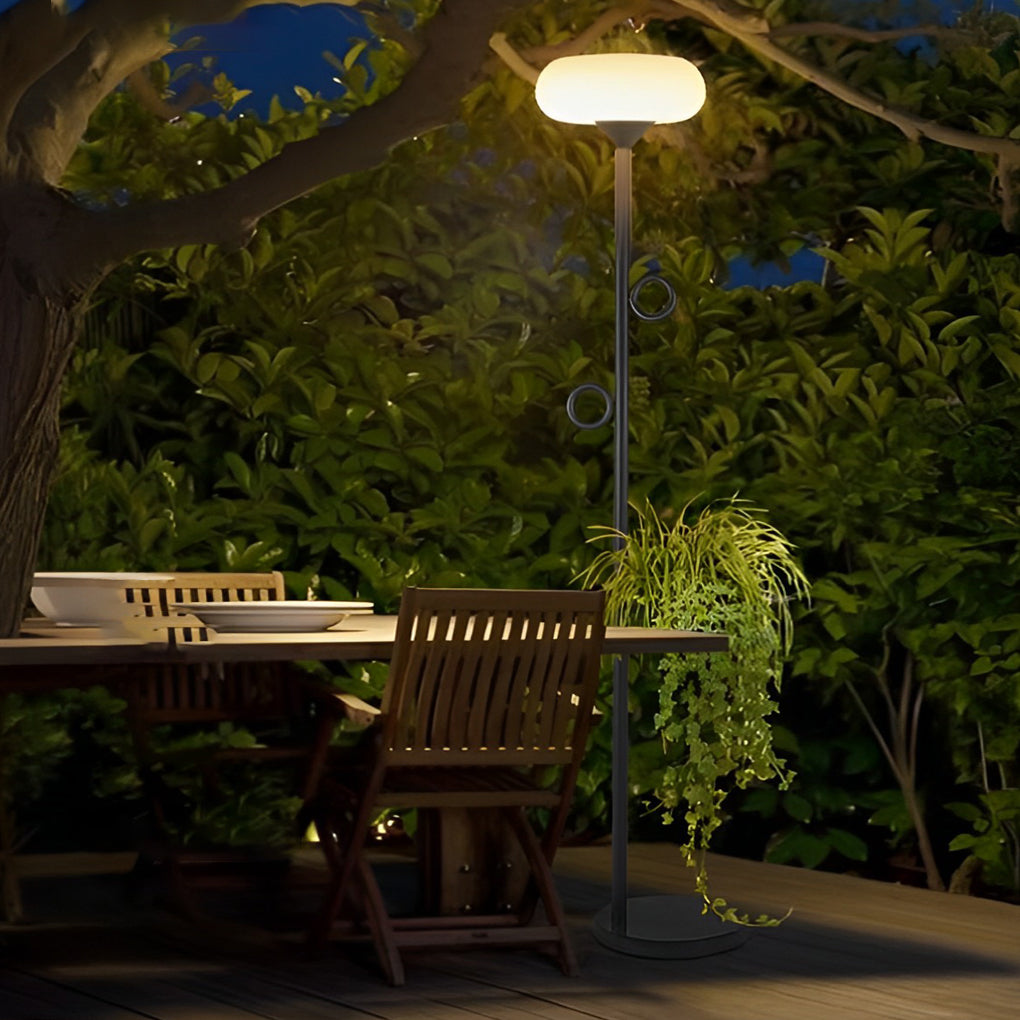 Modern Outdoor Floor Lamp — Black Steel, LED 3000K, Remote Control, IP65 Weatherproof, 12" × 75"