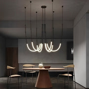Staircase Chandelier with Bamboo Knot Design — Black Iron, LED, Adjustable 79" Wire, 1/3/6-Light
