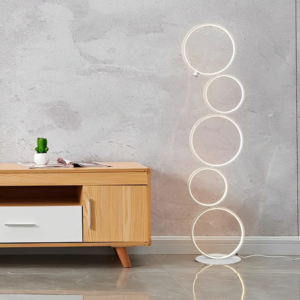 Contemporary 5-Circle LED Floor Lamp with Artistic Design Luxe