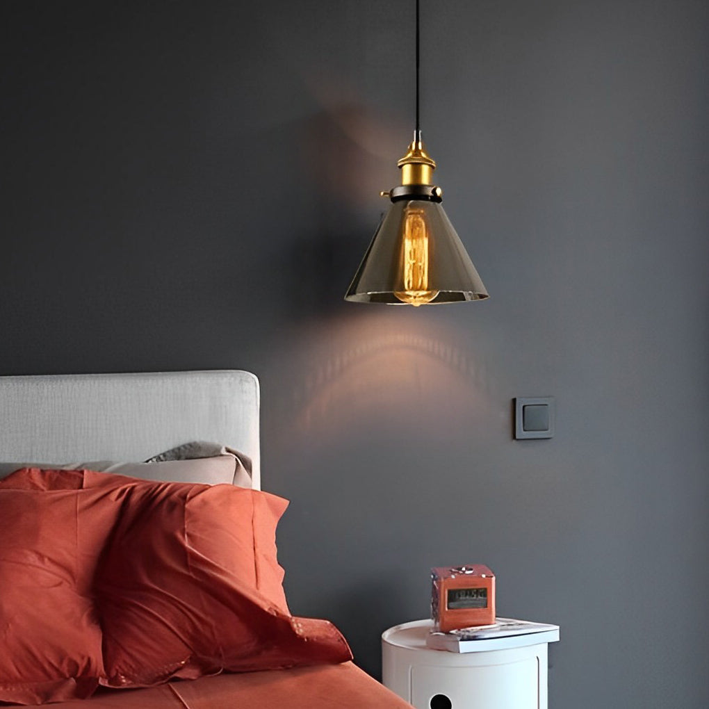 Industrial Retro Mini Pendant — Electroplated Smoke Gray Glass, Adjustable 59" Cord