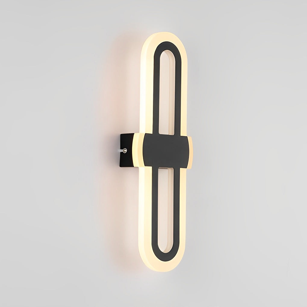 Rounded Rectangular Geometric LED Wall Sconce — Iron, 15W, 3000K / 6000K, 4.7" × 14.4"