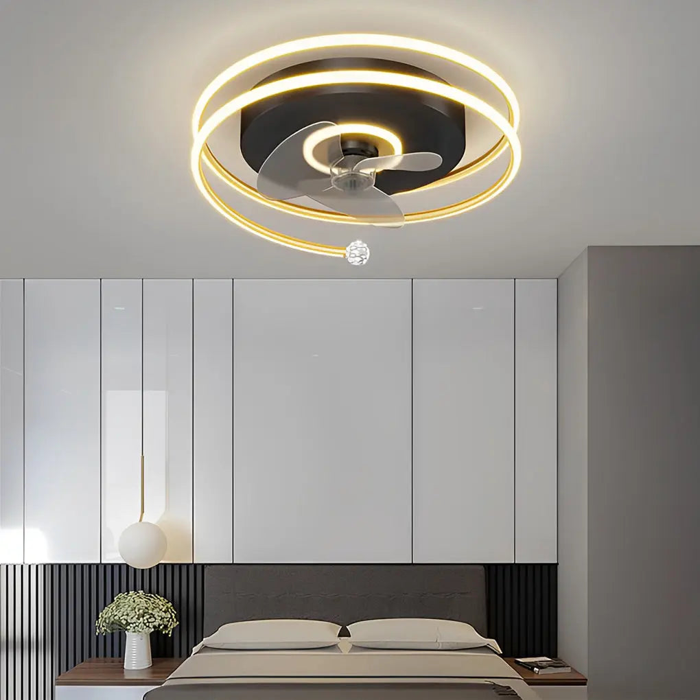 Nordic Minimalist Circular Bladeless Ceiling Fan with Mute LED Lights Luxe