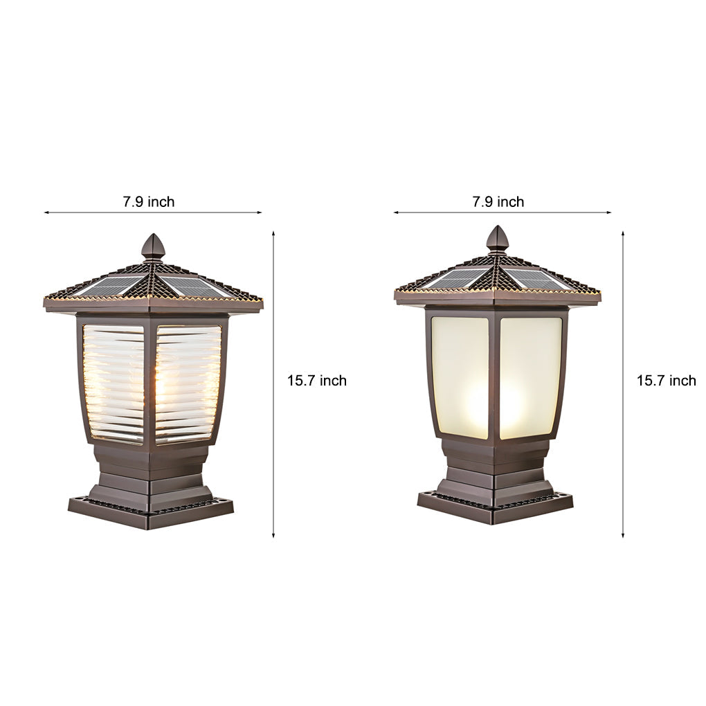 Modern Brown Aluminum Solar Fence Post Lights - Retro Waterproof Design