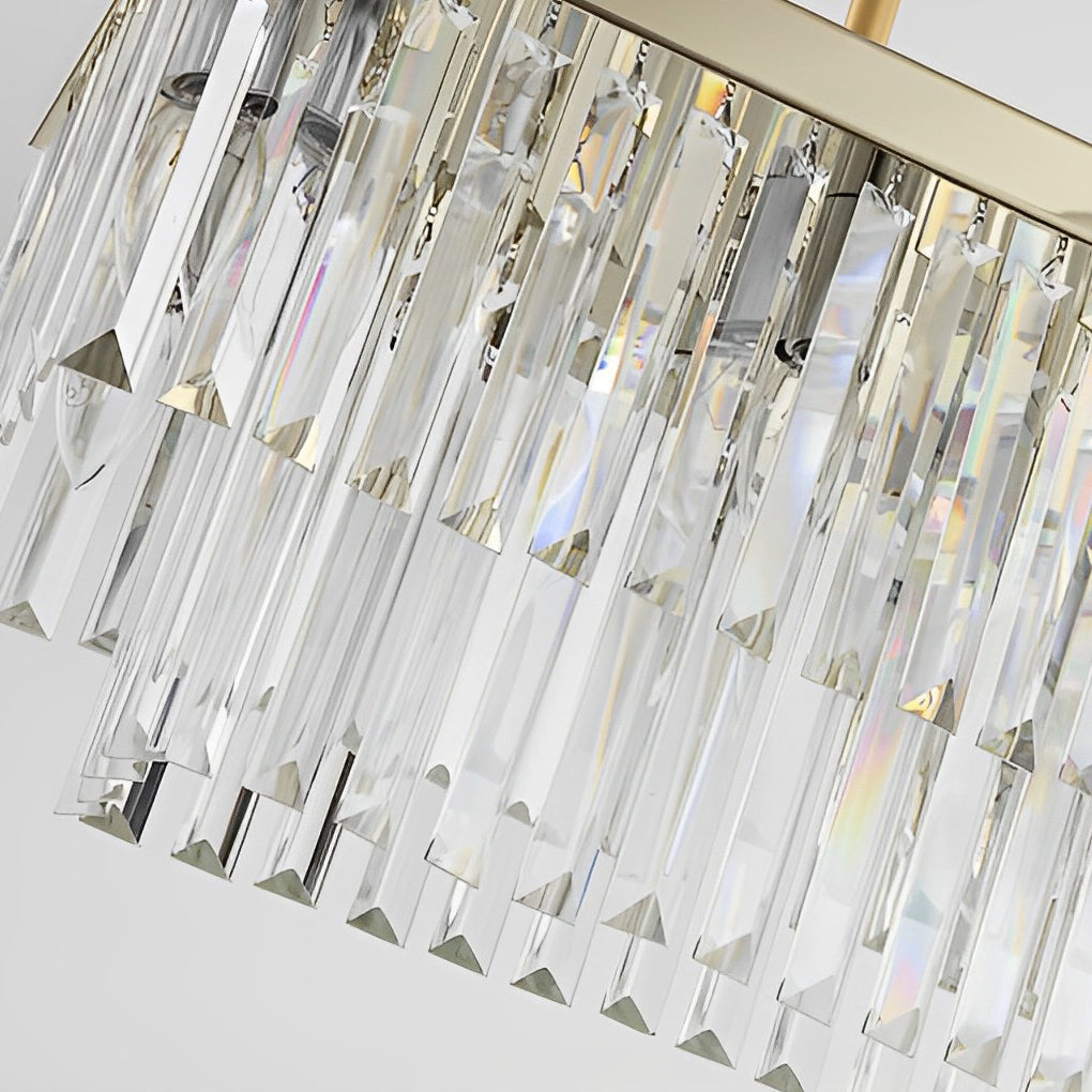 Postmodern Rectangular Crystal Strip Chandelier — Stainless Steel, LED, Three-Step Dimming (3000K/4500K/6000K), 31"–47"