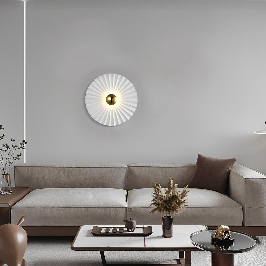 Round Lotus Leaf LED Wall Sconce — White Iron, Hardwired, 3000K Warm White, Available in 9.8", 11.8", or 15.7"