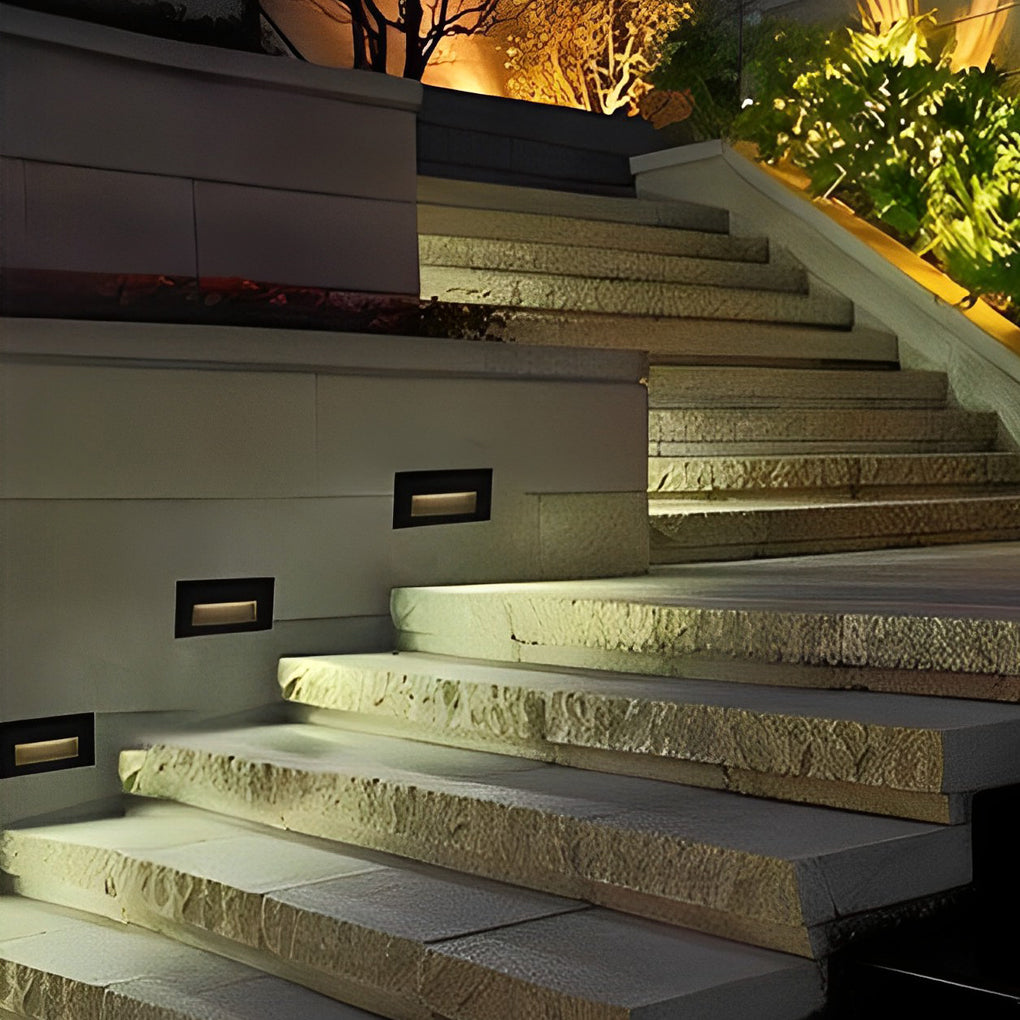 Modern Recessed LED Step Light — Aluminum, 3W, IP65 Weatherproof, Warm/Cool/Yellow