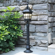 Retro-Industrial Outdoor Post Light — Die-Cast Aluminum and Frosted Glass, E27, IP33, 6" x 35"