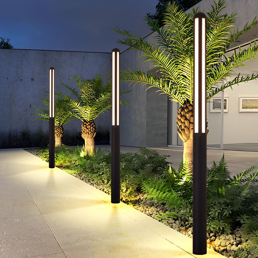 Modern Minimalist Bollard Light — Black Aluminum, LED, IP65 Weatherproof, 59"–118" Heights, 3000K