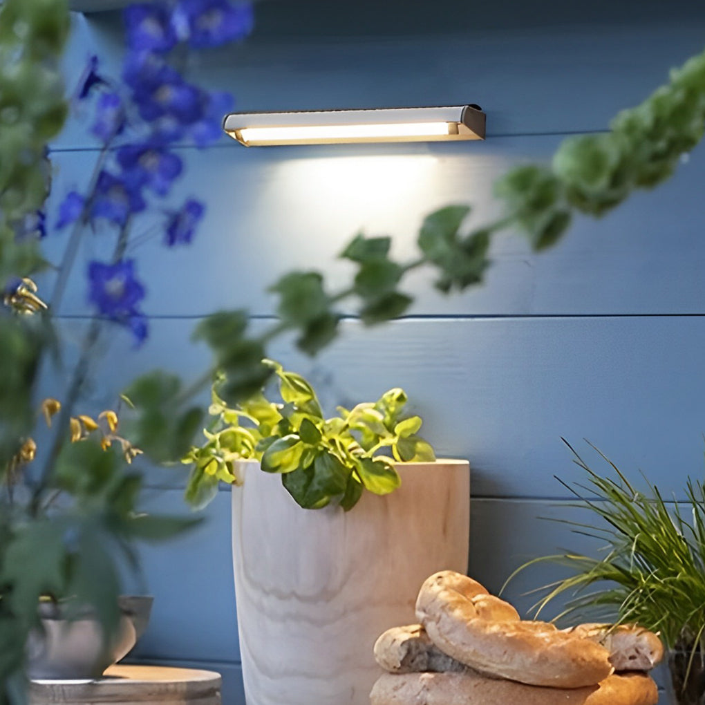 Modern Rectangular Solar Wall Sconce — Aluminum, Adjustable LED Signboard, IP65, 90° Rotatable
