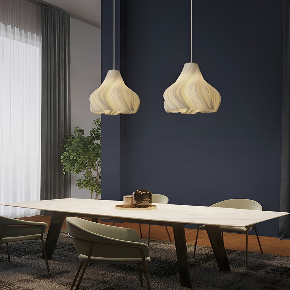 3D-Printed Resin Pendant Light — 16W, 3000K Warm White, Adjustable 78.7" Cord