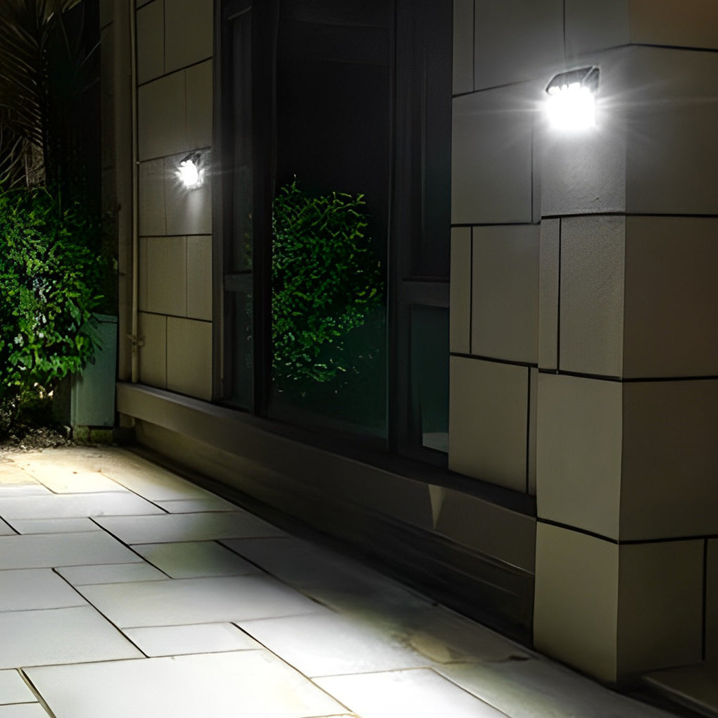 Rectangular Solar Outdoor Wall Sconce — Stainless Steel, LED, Motion Sensor, IP65, 4-Mode, 6500K