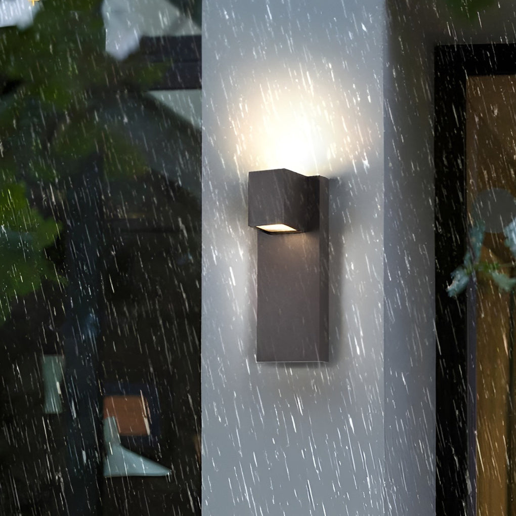 Modern Square Up/Down Outdoor Wall Sconce — Black Aluminum, 10W LED x2, IP-Rated Waterproof