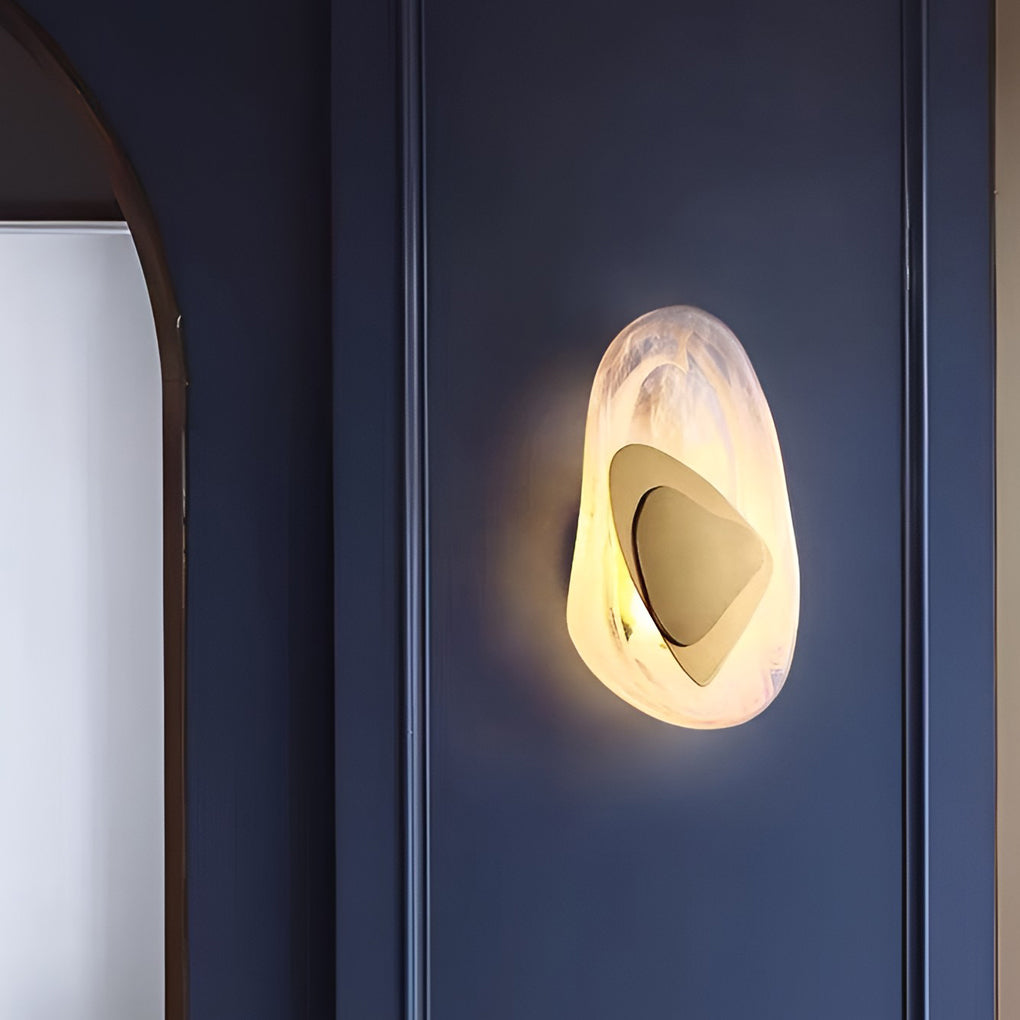 Modern Glass Wall Sconce — Wrought Iron, Three-Step Dimming, LED, Gold or Black