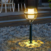 Caged Solar Outdoor Path Lantern — Matte Black Die-Cast Aluminum, COB LED, Warm White 3000K, Solar / Electric, Weatherproof