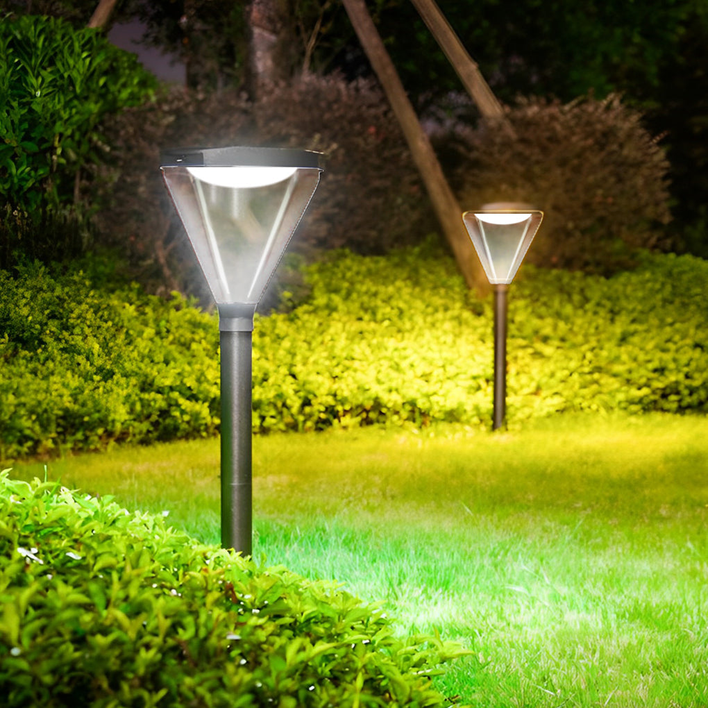 Modern Adjustable Black Solar LED Path Light — Die-Cast Aluminum & Acrylic, IP55, 6000mAh, Warm White + White