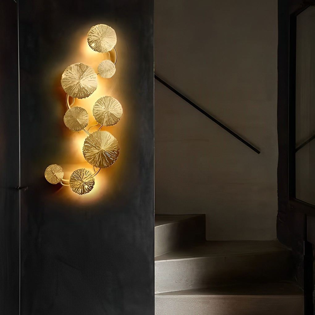 Lotus Leaf Diffused Wall Sconce — Stainless Steel, Gold, 3000K Warm White, 4- to 8-Light
