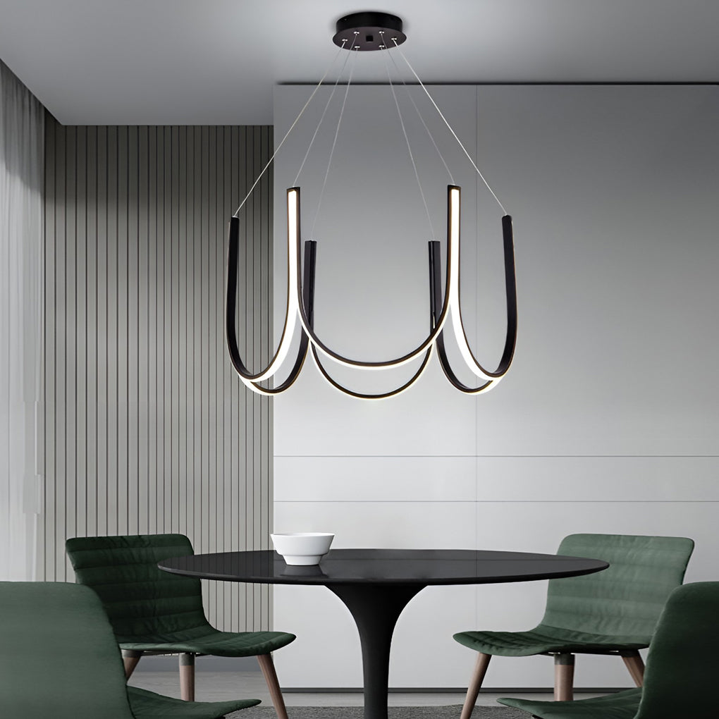Minimalist Modern Chandelier — Aluminum, 98W LED, 3-Step Dimming (3000K/4500K/6000K), 24" Diameter