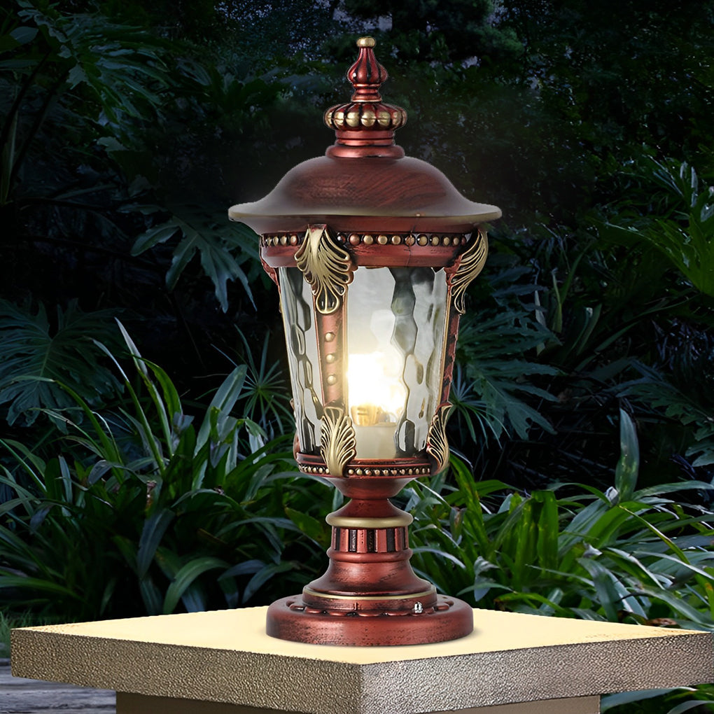 Retro Outdoor Fence Post Light — Die-Cast Aluminum & Glass, Solar/Hardwired, IP55, 3W, Remote, 3-Step Dimming, 9.4"×19.3"