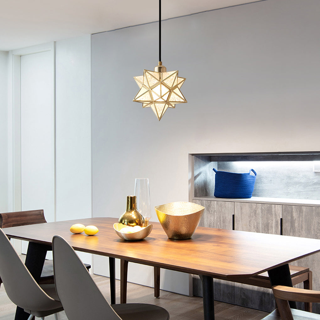 Five-Pointed Star Mini Pendant — Iron and PVC, E27, Three-Step Dimming (3000K/4500K/6000K), 7.9" Diameter