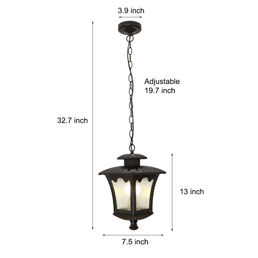 Water Drop Outdoor Hanging Light — Die-Cast Aluminum, Retro Glass, Waterproof, 7.5" × 13"