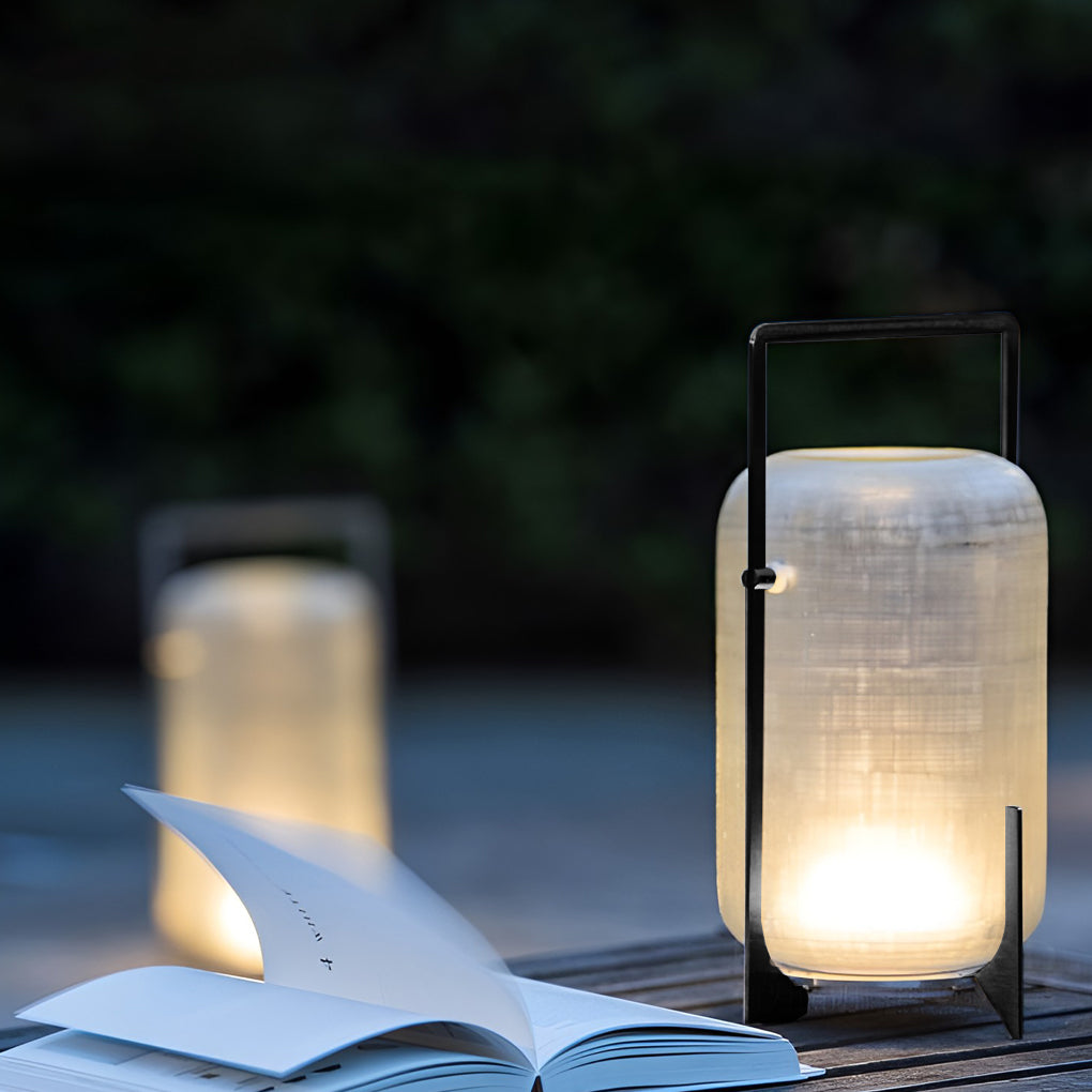 Industrial Lantern Outdoor Floor Lamp — Stainless Steel & Acrylic, Solar, IP65 Weatherproof