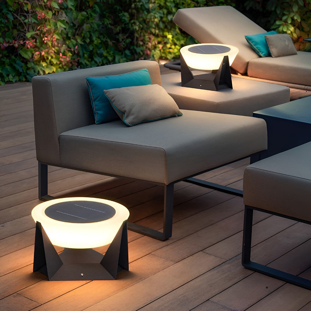 Modern Gray Solar Deck Post Light — Stainless Steel & PC, LED Warm White 3000K, IP65 Weatherproof