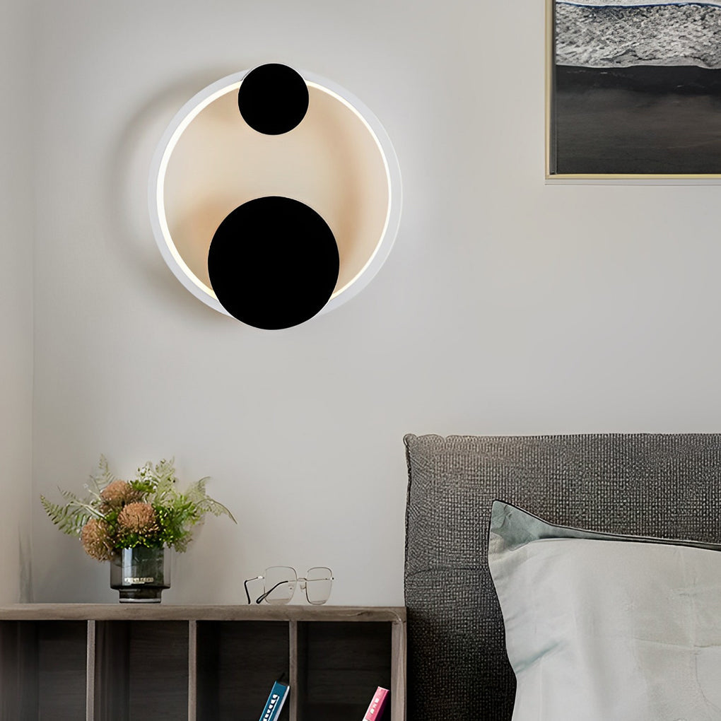 Round LED Wall Sconce — Iron and Acrylic, 15W, Three-Step Dimming (3000K/4500K/6000K)