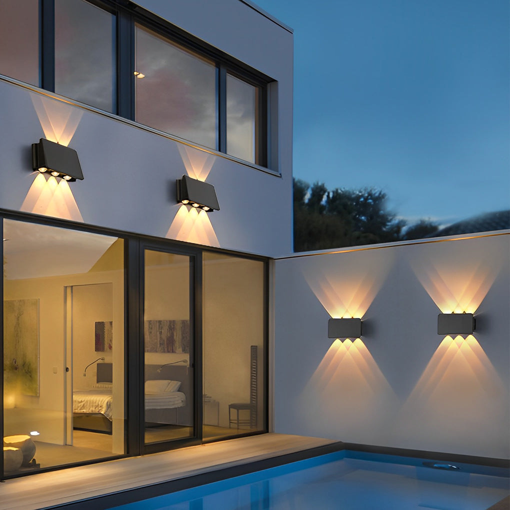 Solar Up/Down Outdoor Wall Washer Light — Black ABS, LED, IP65 Weatherproof, 4W–6W, 3000K