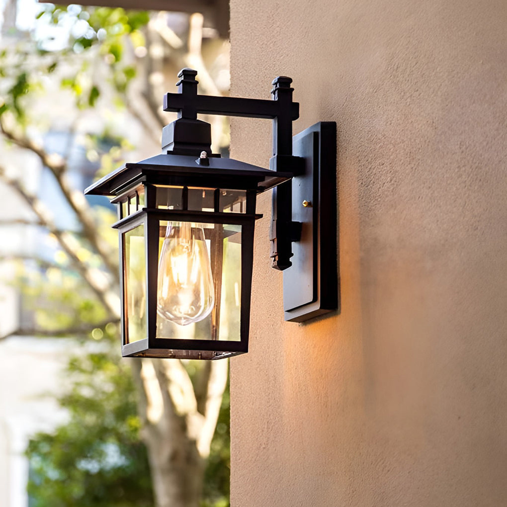 Retro Outdoor Wall Sconce — Die-Cast Aluminum with Glass Shade, E27, Waterproof, Bulb Not Included
