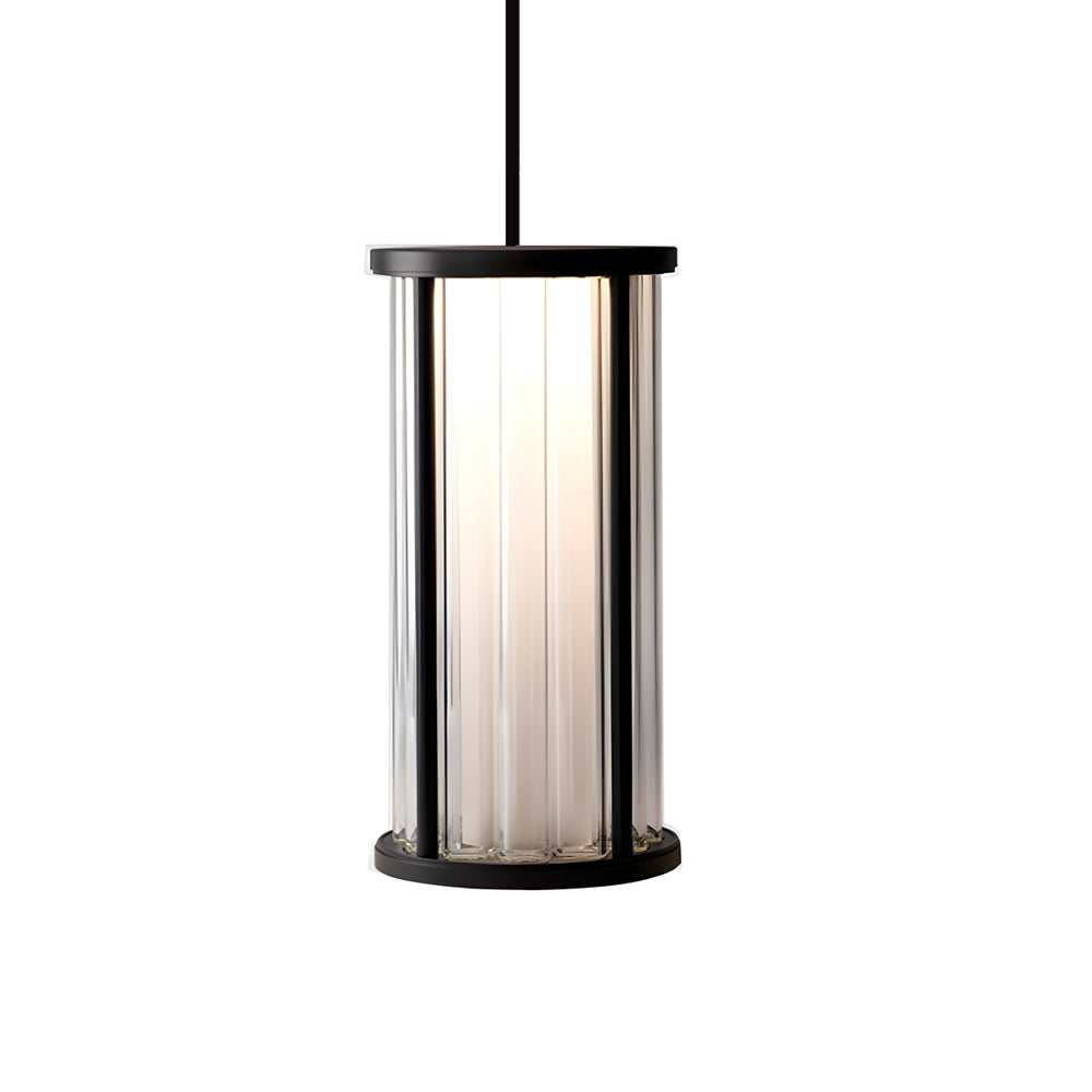 Cylinder Outdoor Lantern — Stainless Steel & Acrylic Crystal, 4W LED, 3000K, IP65, Solar / Hardwired, Pendant or Lawn Stake