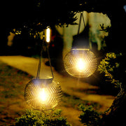 Vintage Solar Hanging Lantern — Black Iron Mesh, Warm White 2700K, Dusk-to-Dawn, Round or Oval