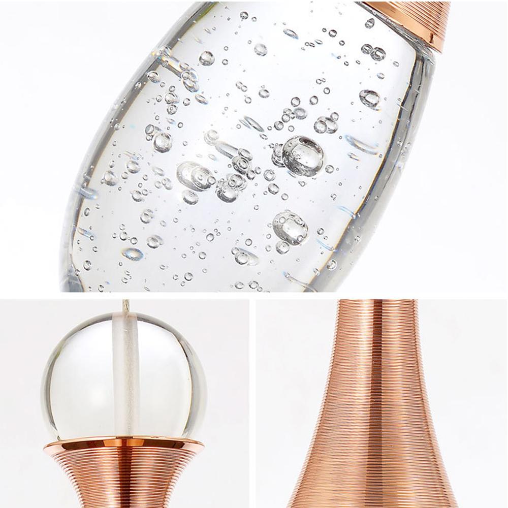 Drop-Shape Crystal & Electroplated Metal Multi-Light Pendant — Modern, 3-Light 11" or 6-Light 14", LED Integrated