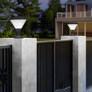 9 inch black round led solar light for posts and piers
