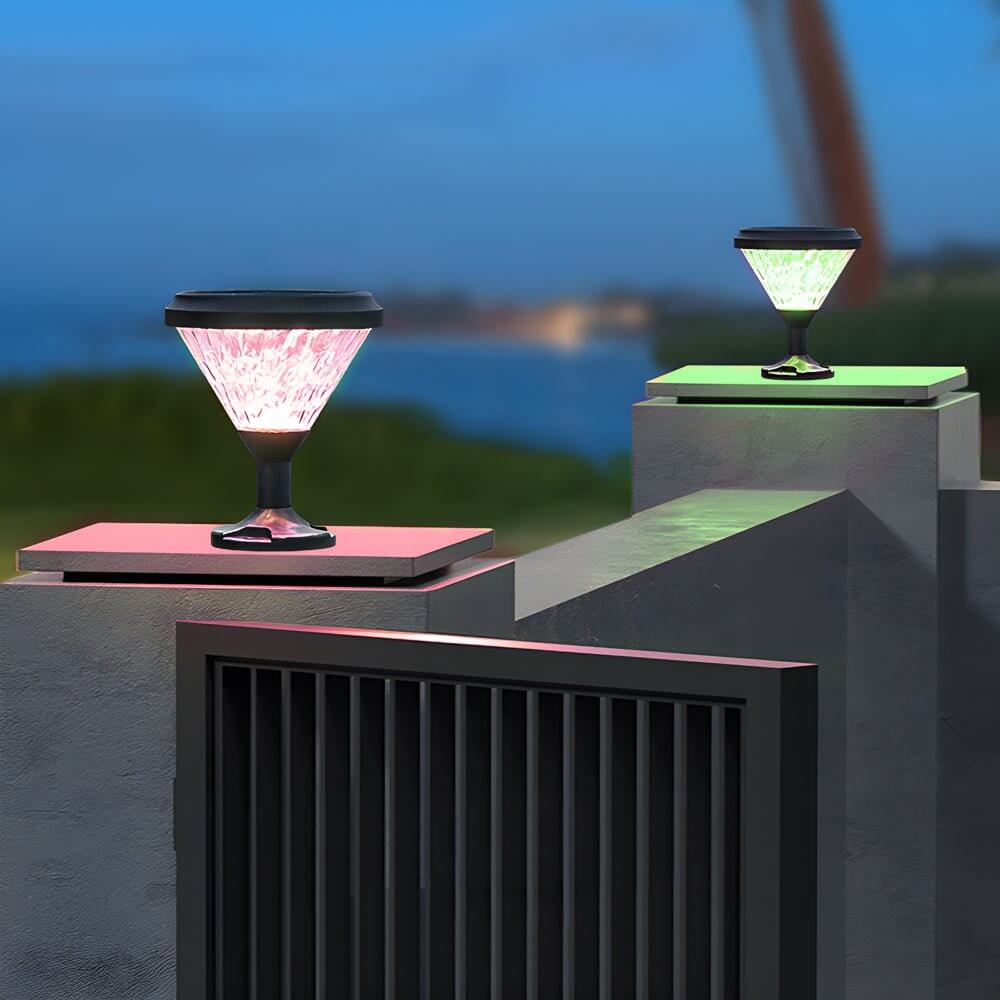 9 inch black round led solar light for posts and piers