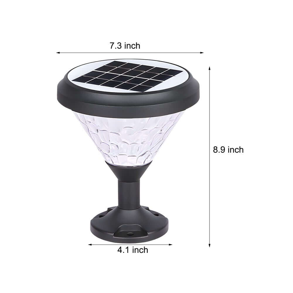9 inch black round led solar light for posts and piers