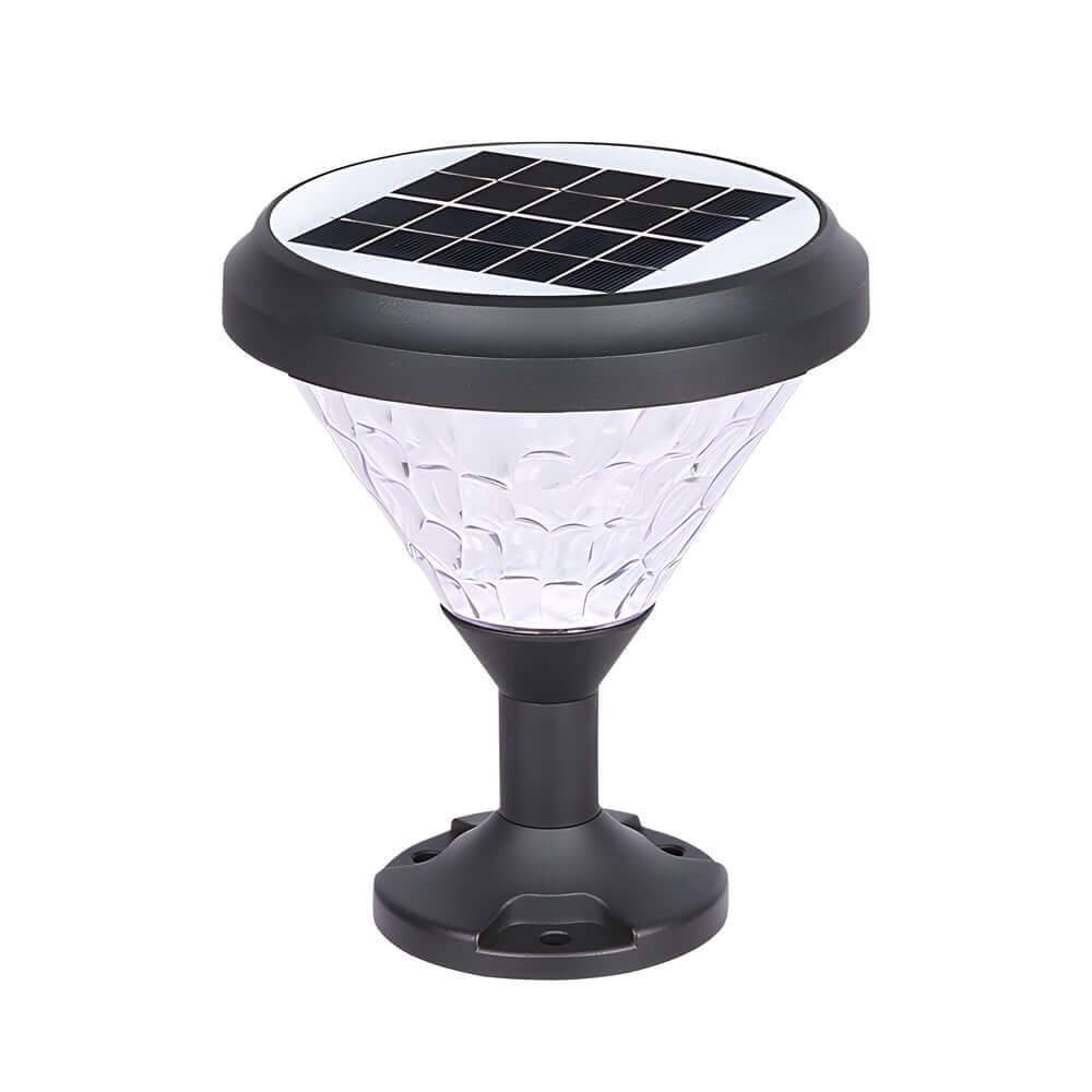 9 inch black round led solar light for posts and piers