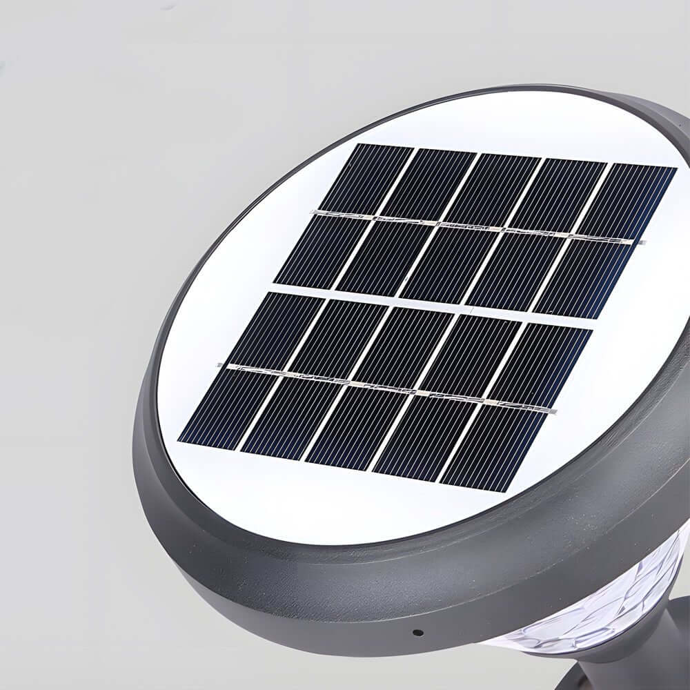 9 inch black round led solar light for posts and piers