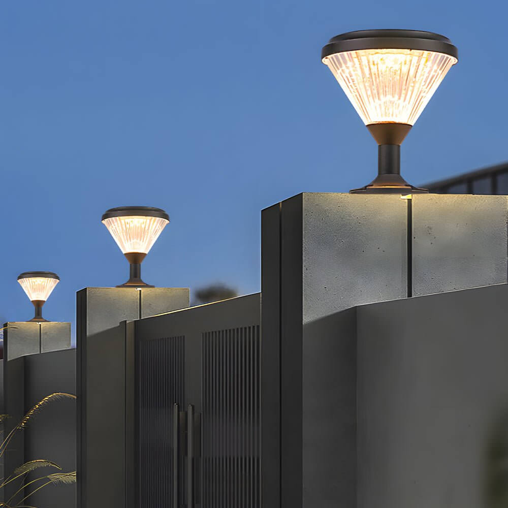 9 inch waterproof black solar led pier mount light