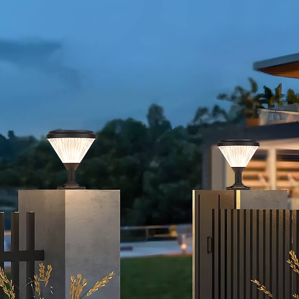 9 inch waterproof black solar led pier mount light