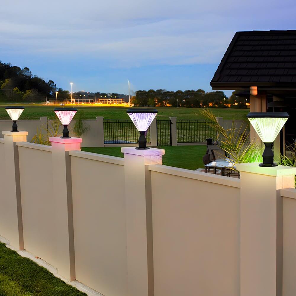 9 inch waterproof black solar led pier mount light