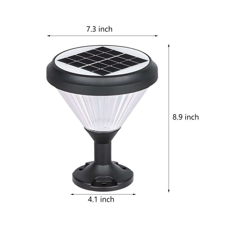 9 inch waterproof black solar led pier mount light
