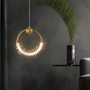 911 ring led crystal small pendant lights hanging bedside lamps