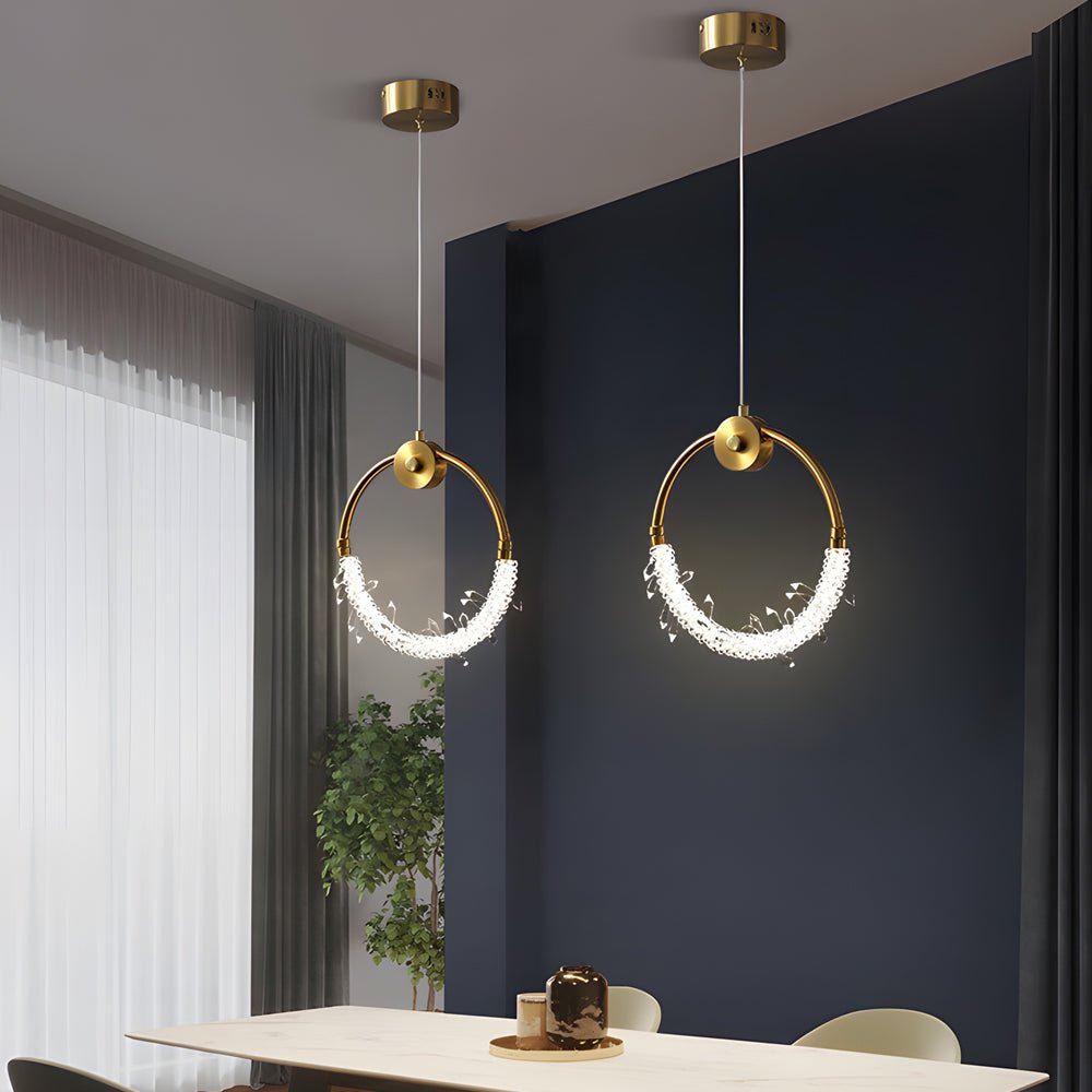 911 ring led crystal small pendant lights hanging bedside lamps