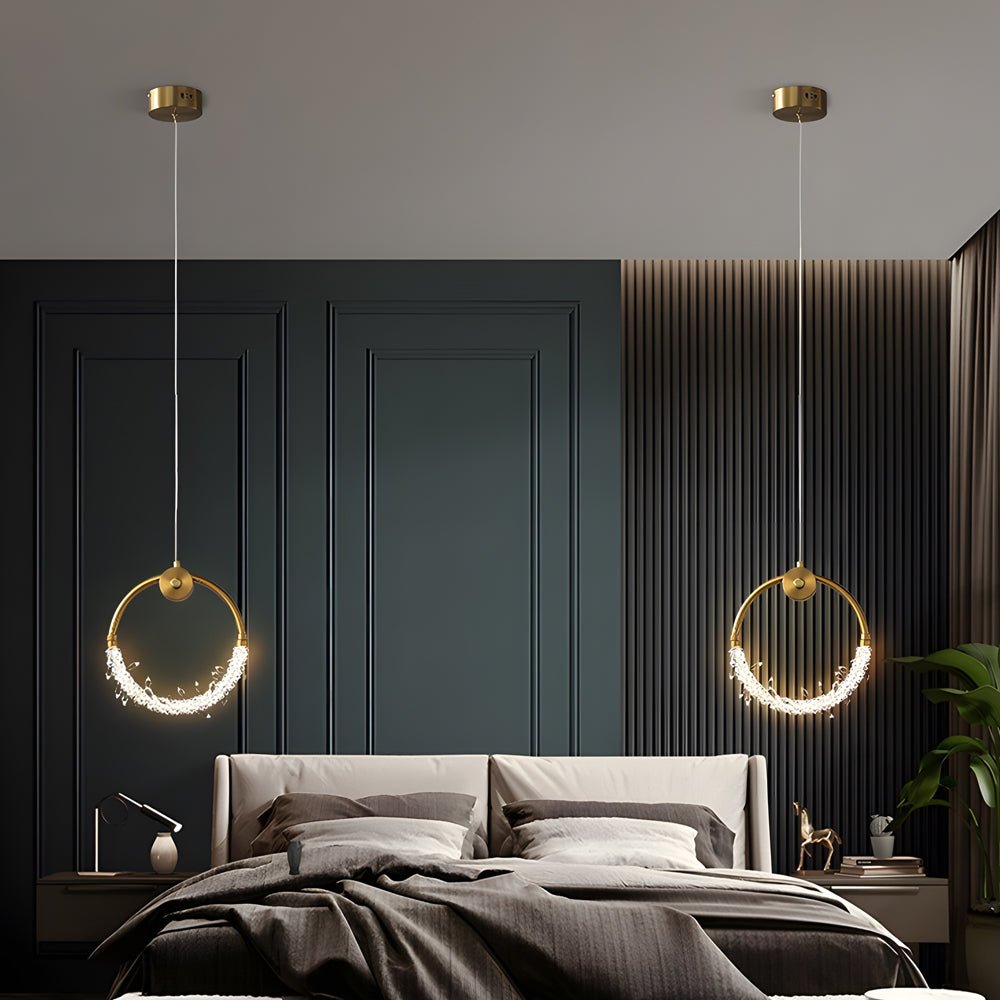 911 ring led crystal small pendant lights hanging bedside lamps