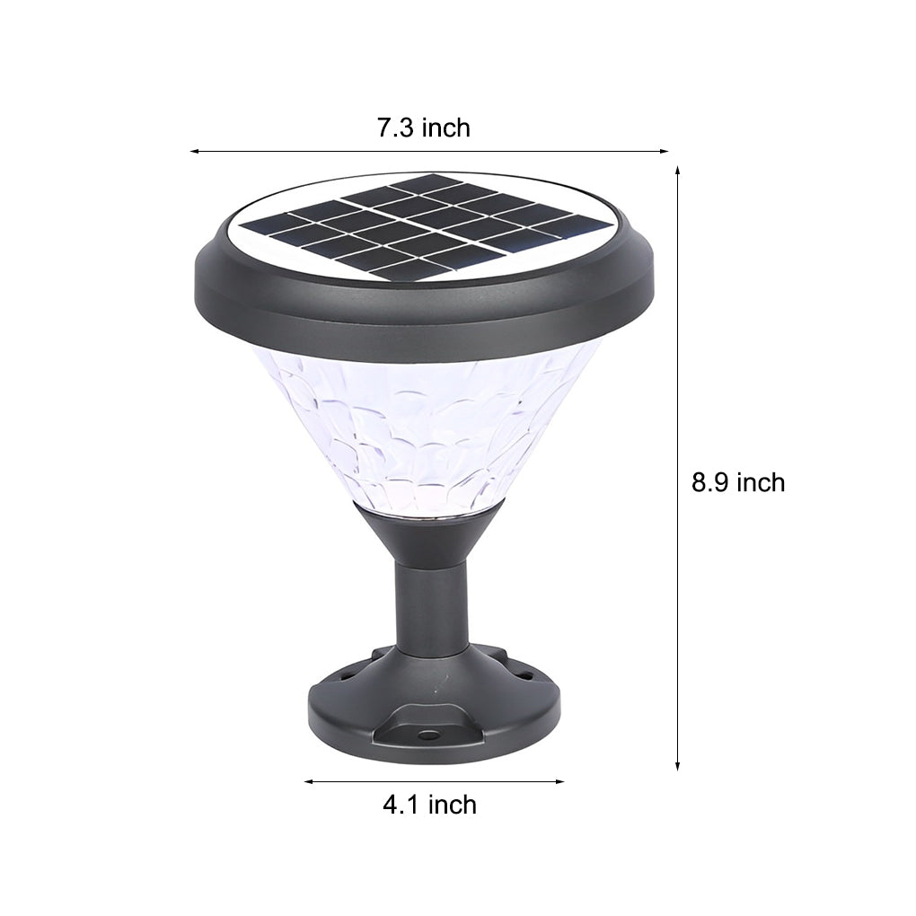 Modern Round Solar Post Cap Light — Black Aluminum, LED, RGB Colorful Gradient, IP65 Weatherproof