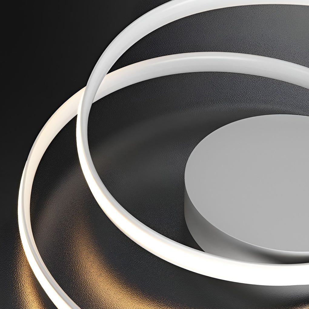 Modern Circular LED Flush-Mount Ceiling Light — Iron & Aluminum, 19.7" Diameter, Stepless Dimming with Remote Control