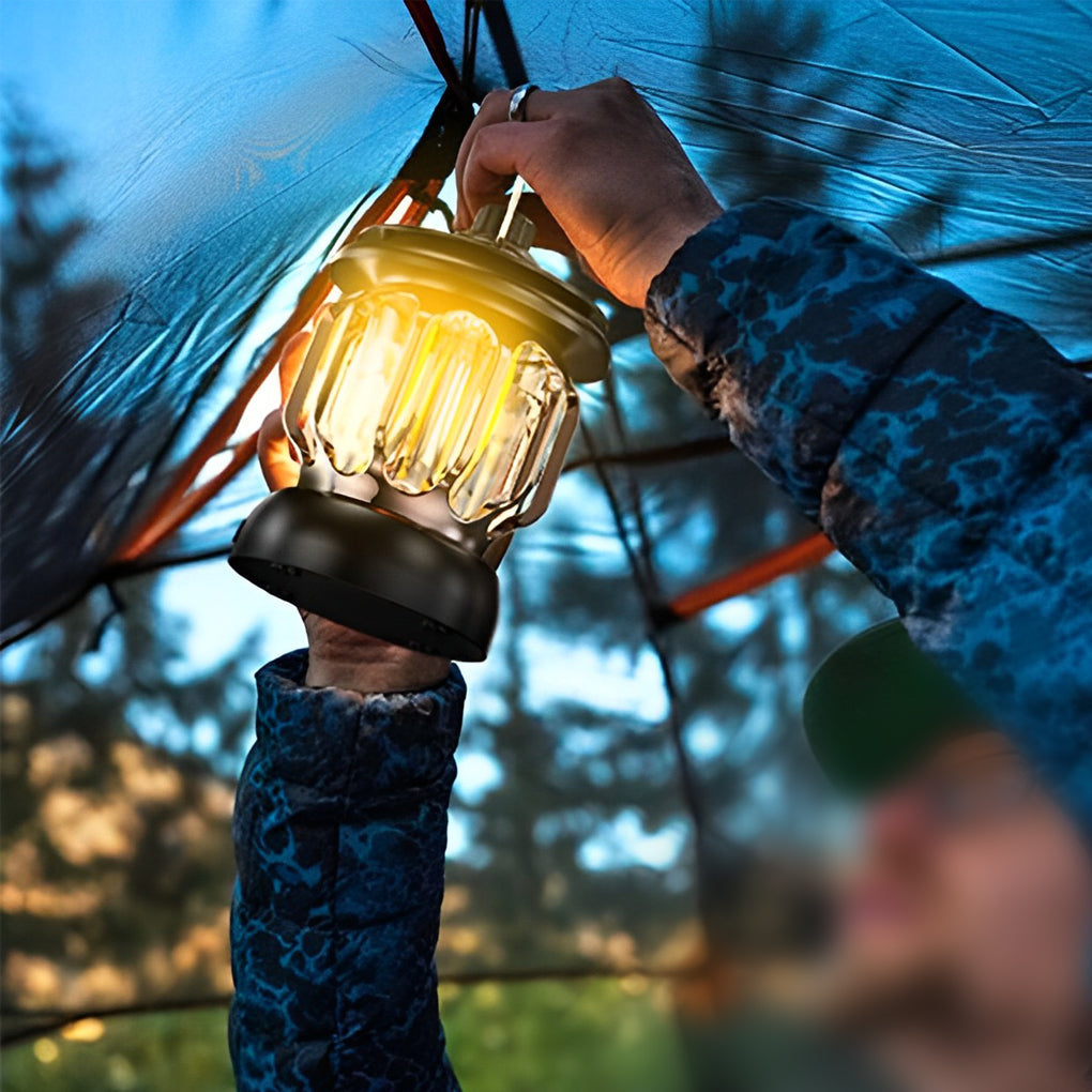 Retro Portable Outdoor Camping Lantern — ABS and Iron, Rechargeable LED, Type-C, 4W 150lm, 6"