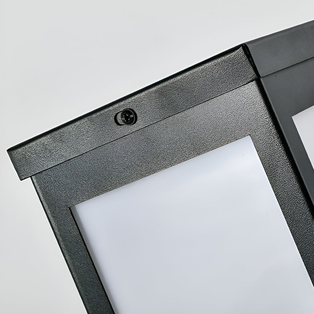 Square Industrial Solar Bollard Light — Black Iron and Acrylic, E27, Three-Step Dimming, Remote Control, IP65 Weatherproof