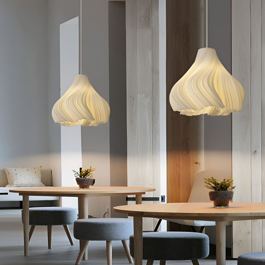 3D-Printed Resin Pendant Light — 16W, 3000K Warm White, Adjustable 78.7" Cord